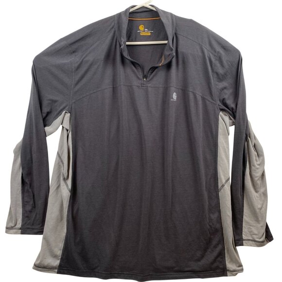 Carhartt Mens Quarter Zip Jacket 2XL Relaxed Fit Long Sleeve Dark Gray Polyester - Picture 1 of 8